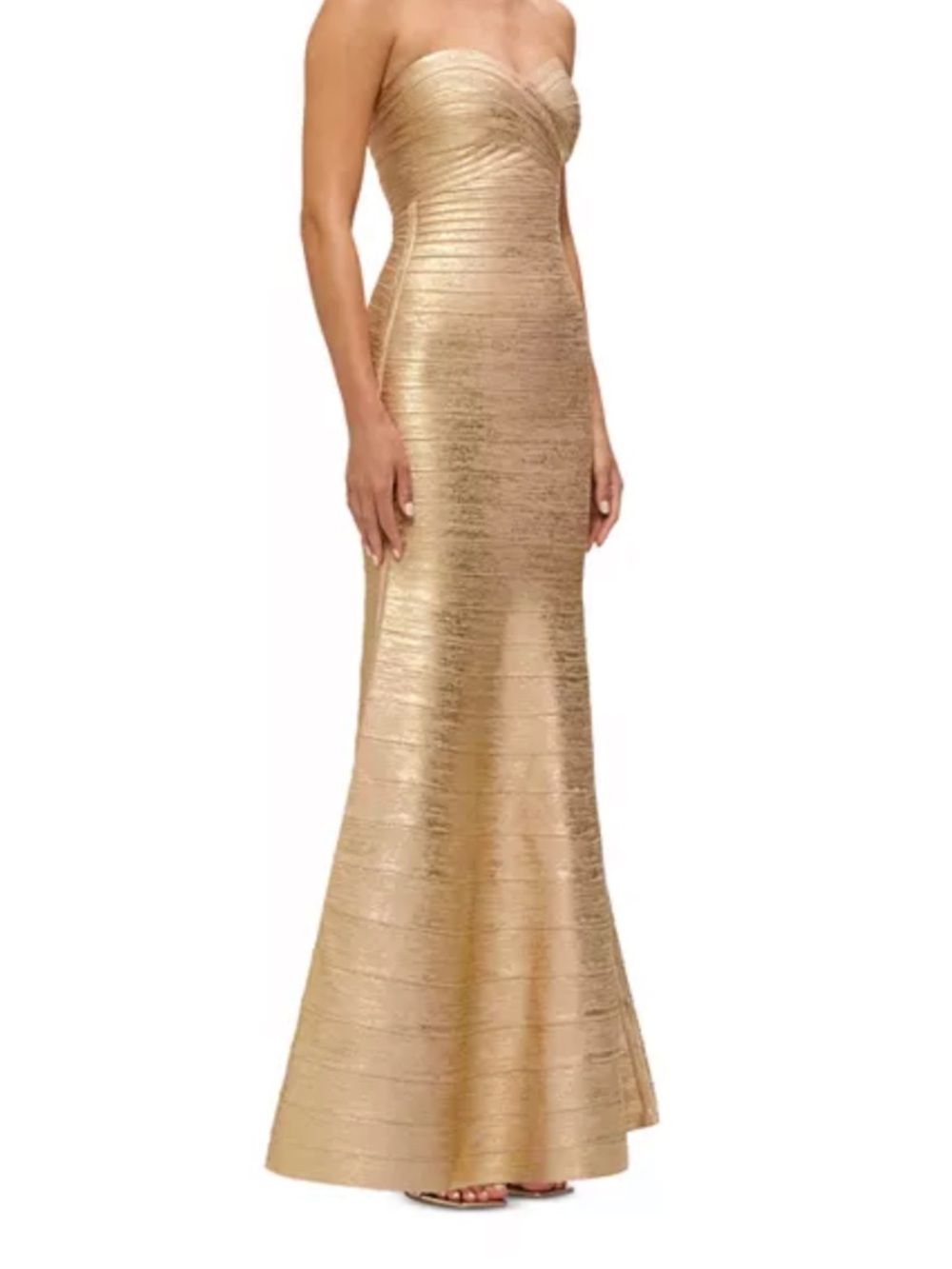 Herve Leger Gold Strapless Bandage Gown